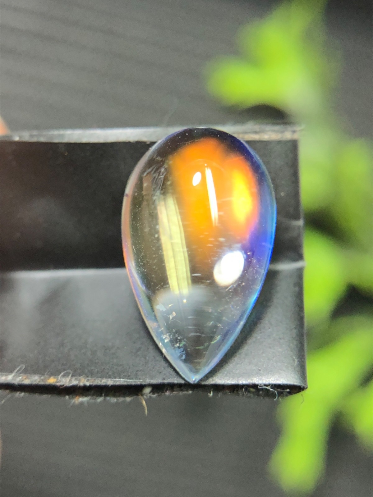 Natural Orange Blue Fire Madagascar Moonstone, 13×8 MM Pear Shape Cabochon Stone