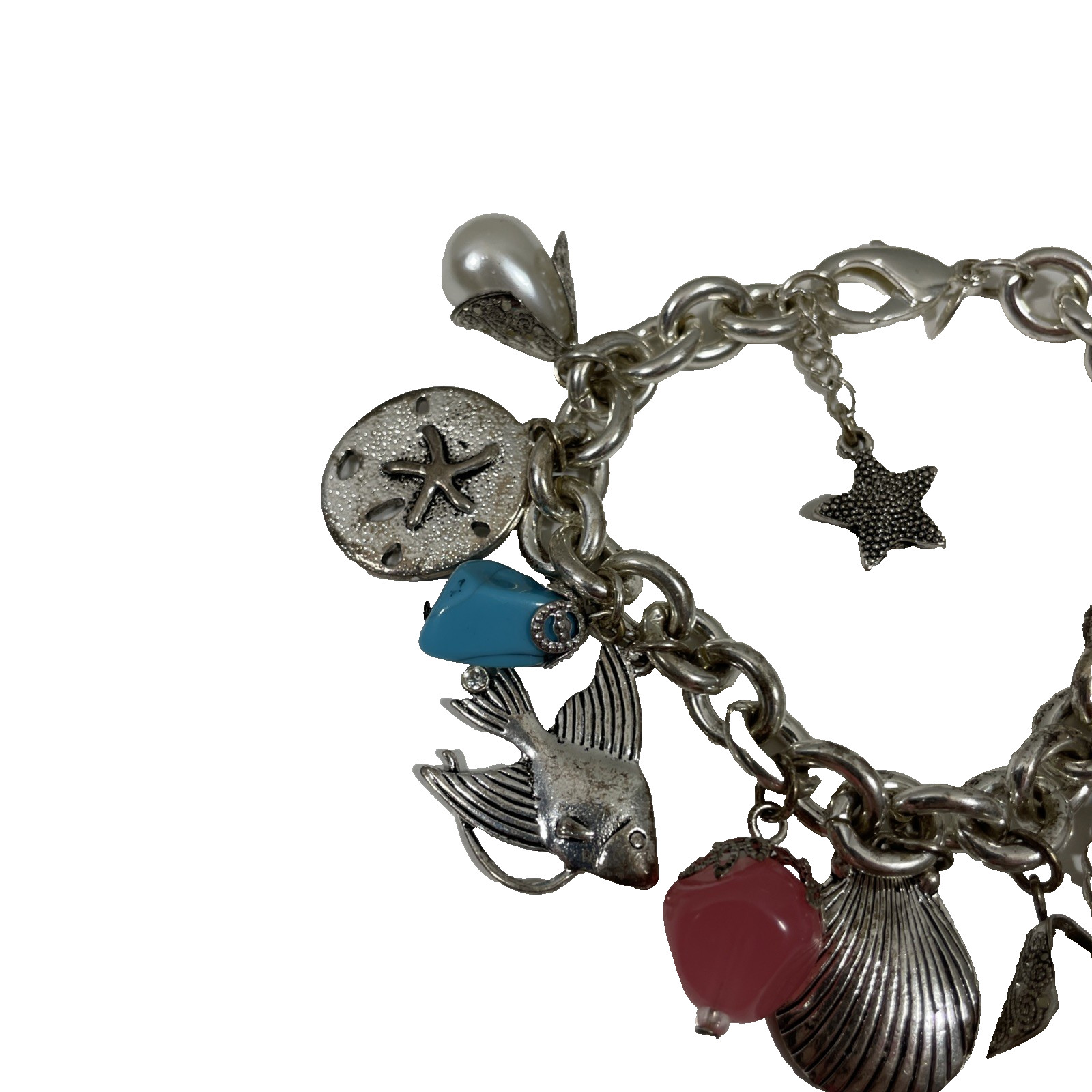 Vintage AVON Under the Sea Charm Bracelet Silver Tone Nautical Beach Ocean Vibe