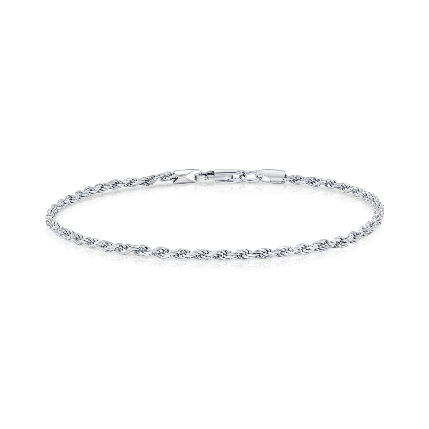 Solid 925 Sterling Silver 2mm 3mm 4mm 5mm Rope Chain Italian Bracelet 6.5″-8″
