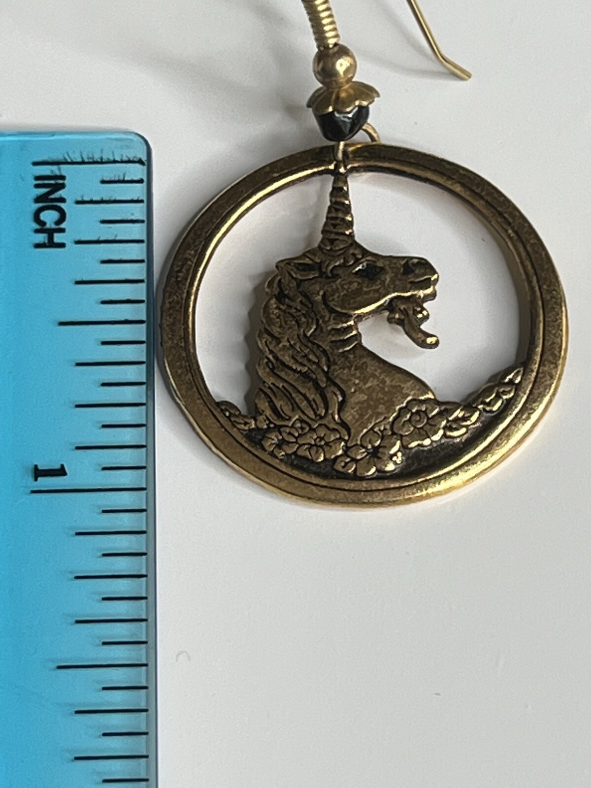 Vintage Gold Tone Unicorn Earrings Pepi And Company J.W. Pewter
