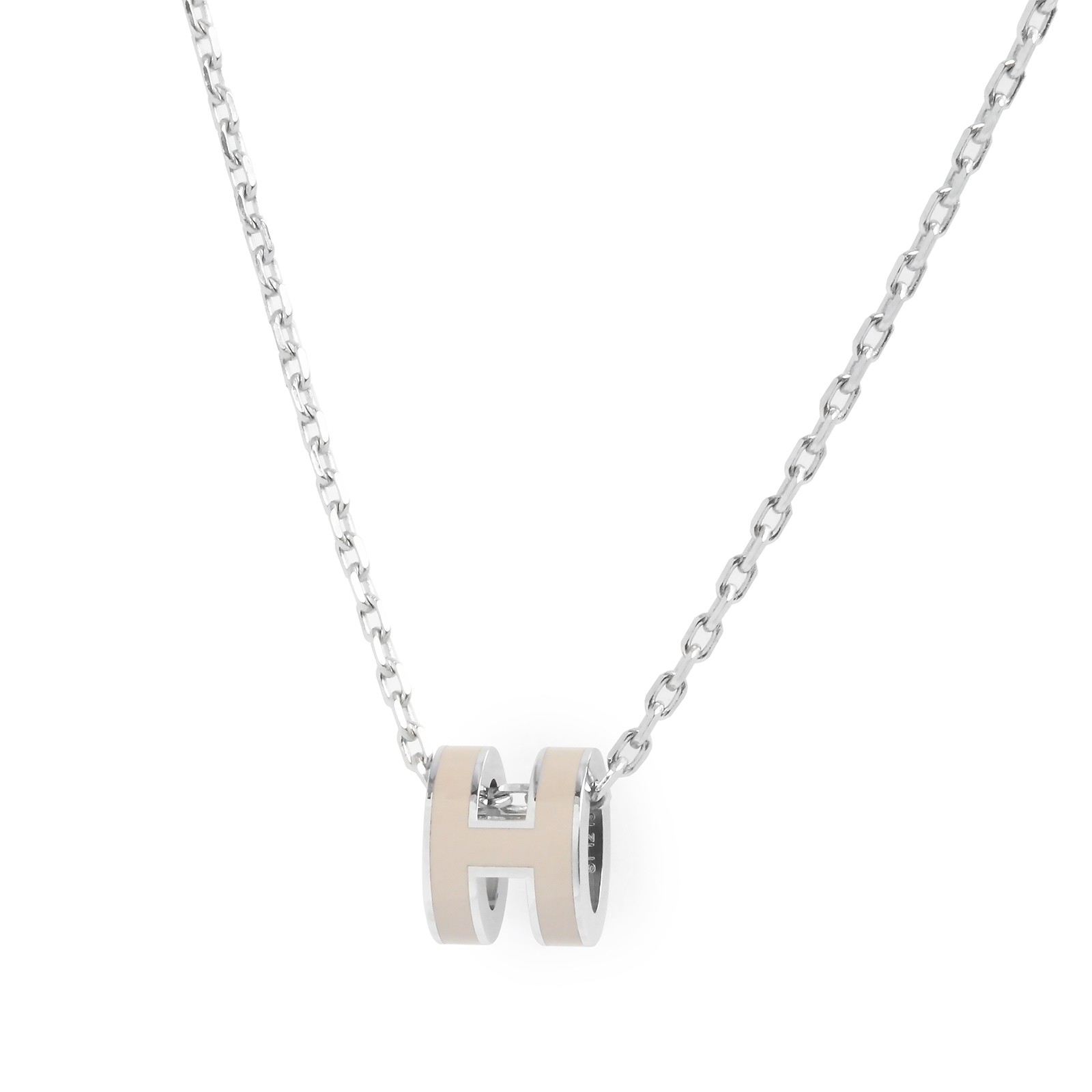 HERMES Pop H Mini Pop H lacquered metal, Marron Glace Pendant / Necklace