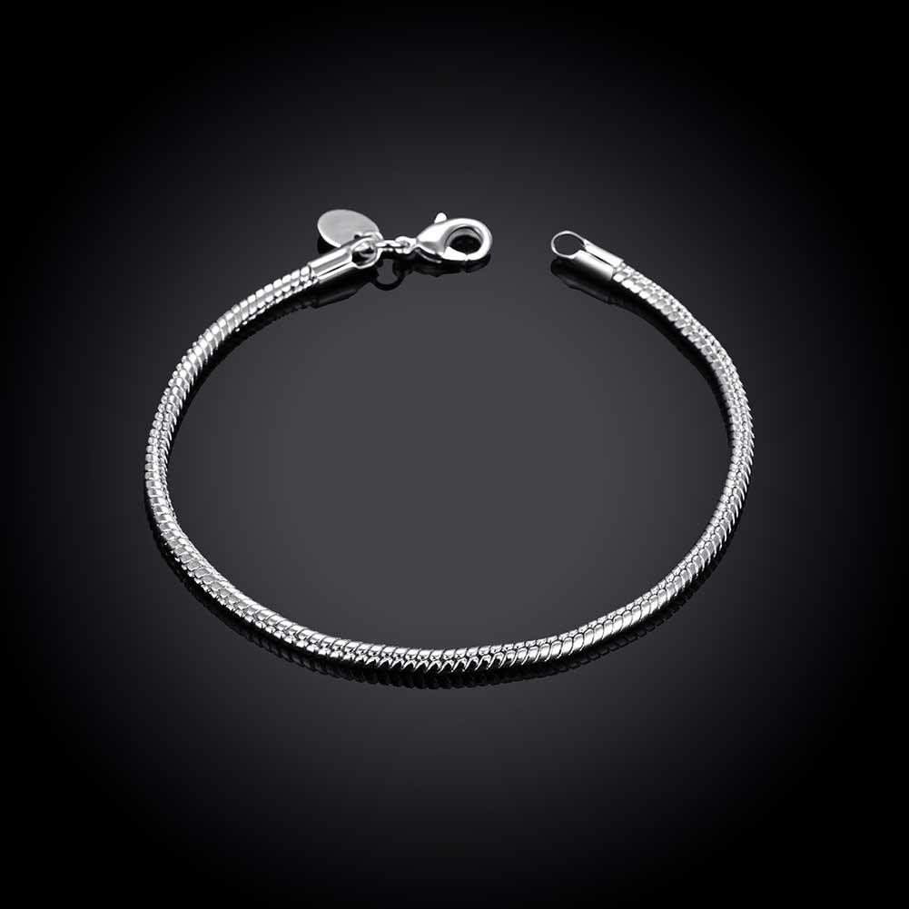 925 Sterling Silver 16-23cm 3mm Snake Chain Bracelet for Women Men Fashion