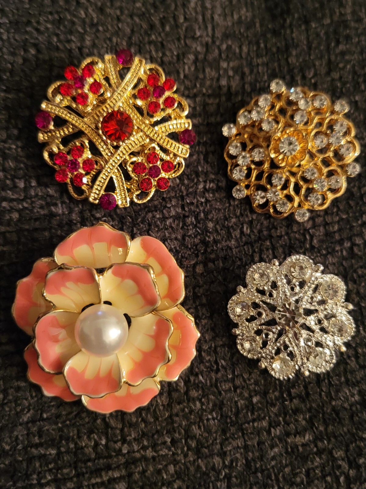Rhinestone All Occasion Flower Floral Bouquet Brooch Pin Jewelry Lot CA USA E97