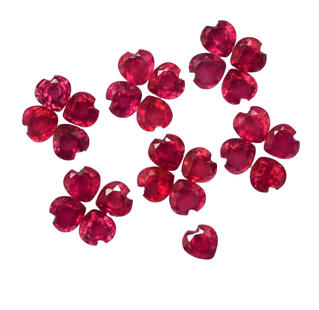 4×4 mm Natural Ruby Heart Shape Lot 25 Pcs 8.86 Cts Calibrated Loose Gemstone GF