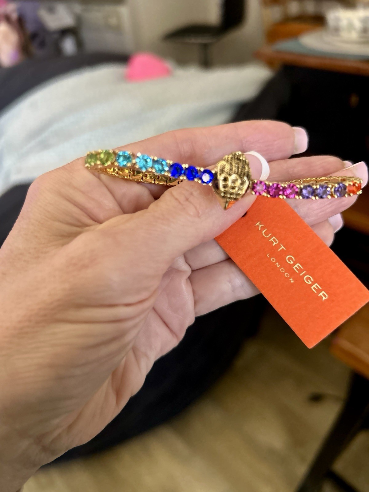 Kurt Geiger Multicolor Tennis Bracelet Crystal Stones Prong Setting