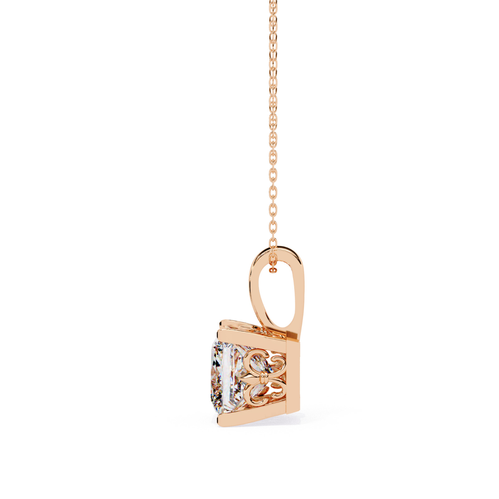 Beautiful Princess Diamond Pendant Made In 14 KT Gold Studded With Lab Created