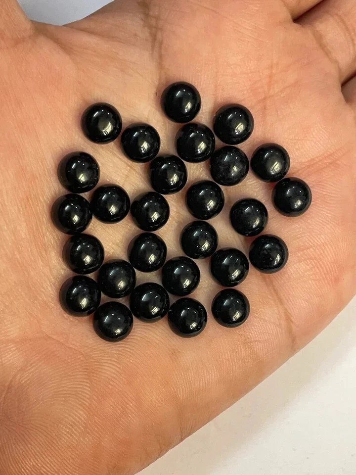 AAA+ Natural Black Onyx Cabochon Round Shape Loose Gemstone For