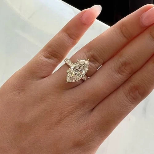 IGI 4.50Ct Marquise Cut EF/VS1 Lab Grown Diamond Engagement Ring 14k Yellow Gold