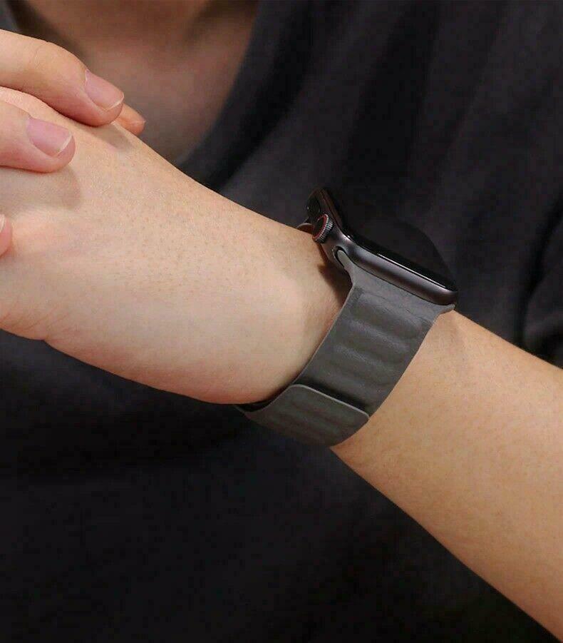 For Apple Watch Leather Magnetic Loop Band 42mm 38mm 44mm 40mm Series 6/5/4/3/2