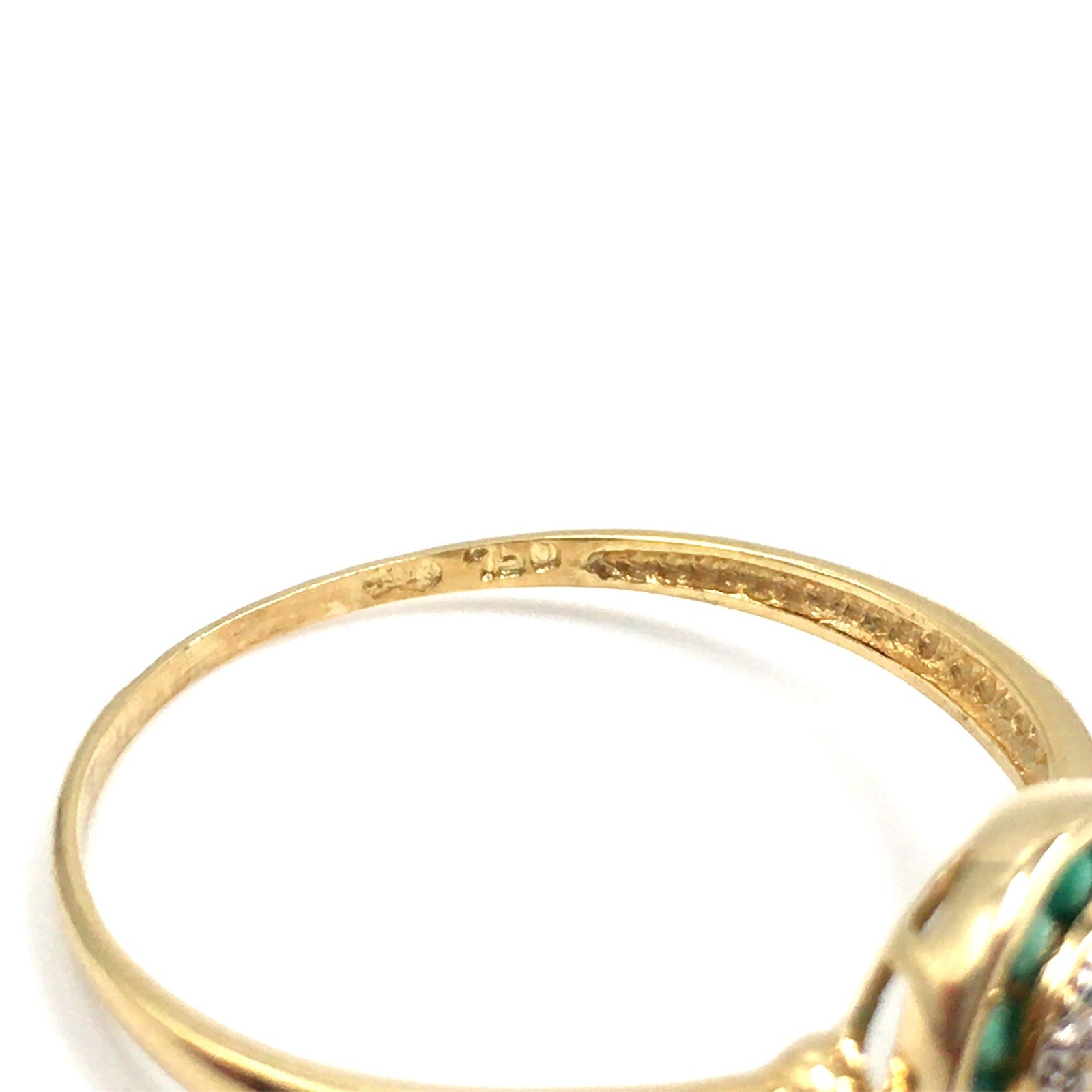 18ct yellow gold ring emerald in the style of Art Deco 750 gold jewelry 19.1mm/60