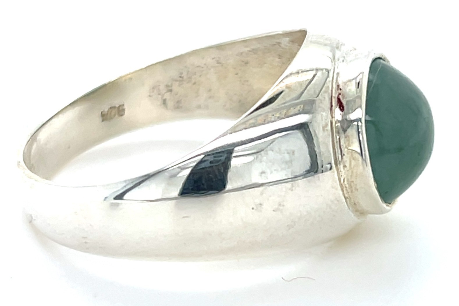 Type A Burmese Icy Water Green Jadeite Ring 32.7ct 925 Silver US13 Bold