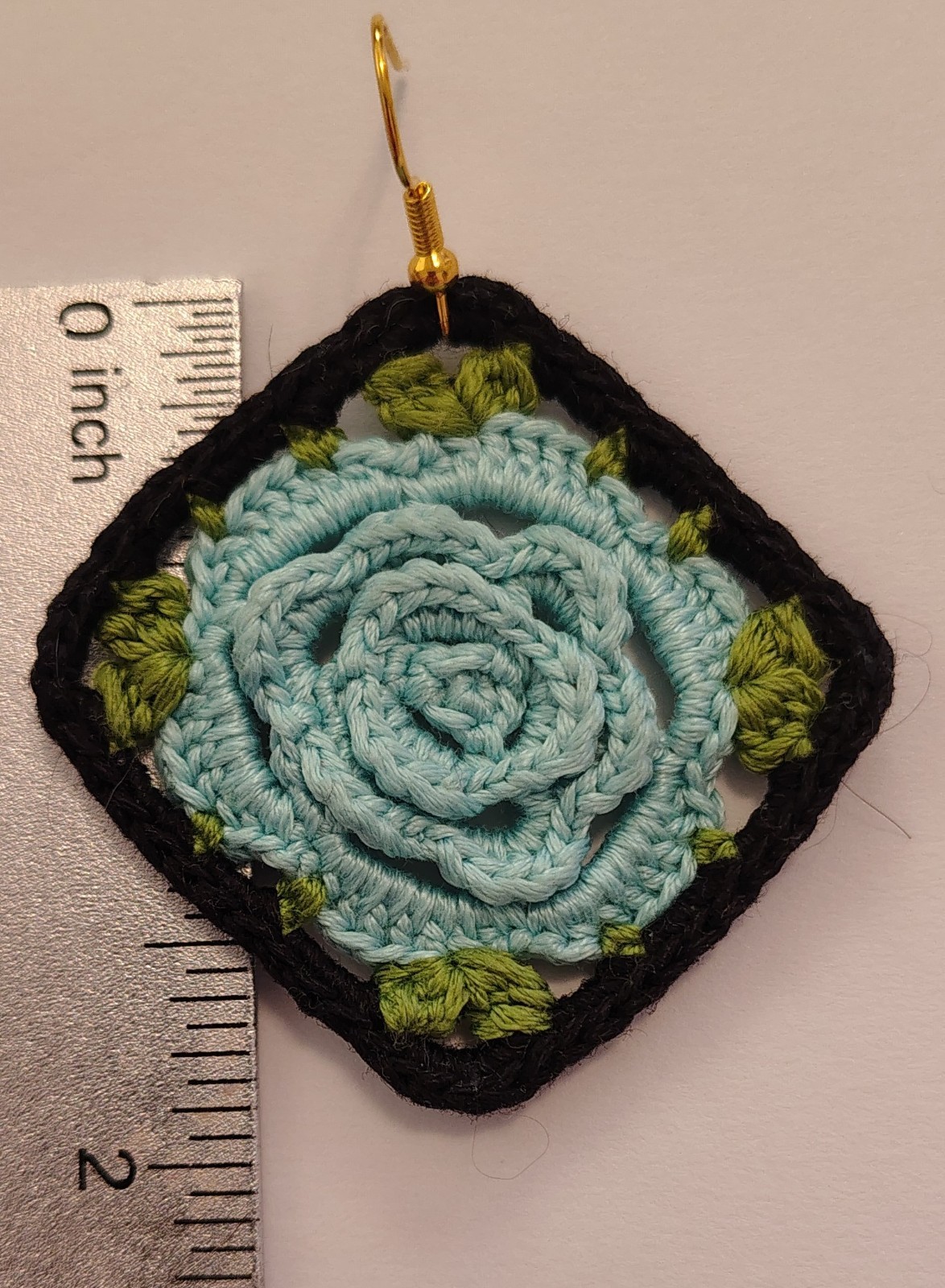Crochet Rose Earrings (Light Blue)