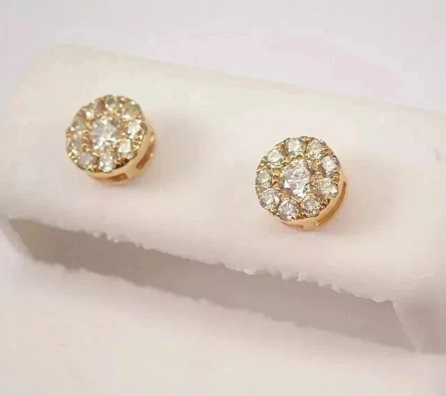 Men’s Engagement Stud Earrings Round Cut Simulated Siamond 925 Starling Silver