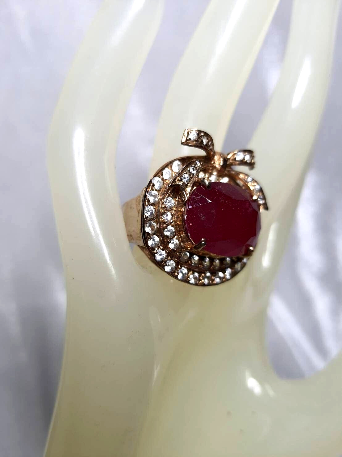 Ring NATURAL Red Ruby Pink gold filled 925 STERLING SILVER cherry gift Size 7