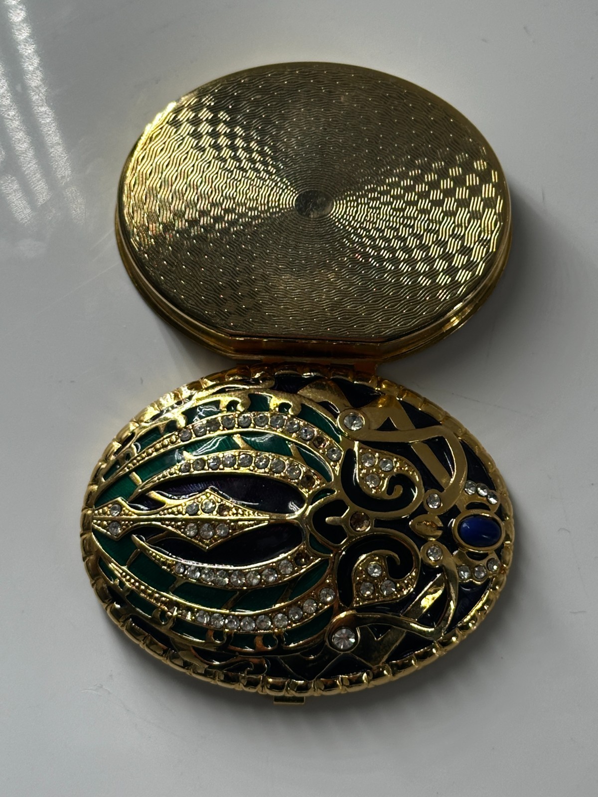 Vintage Bob Mackie Gold-tone Enamel Beetle Pill Box