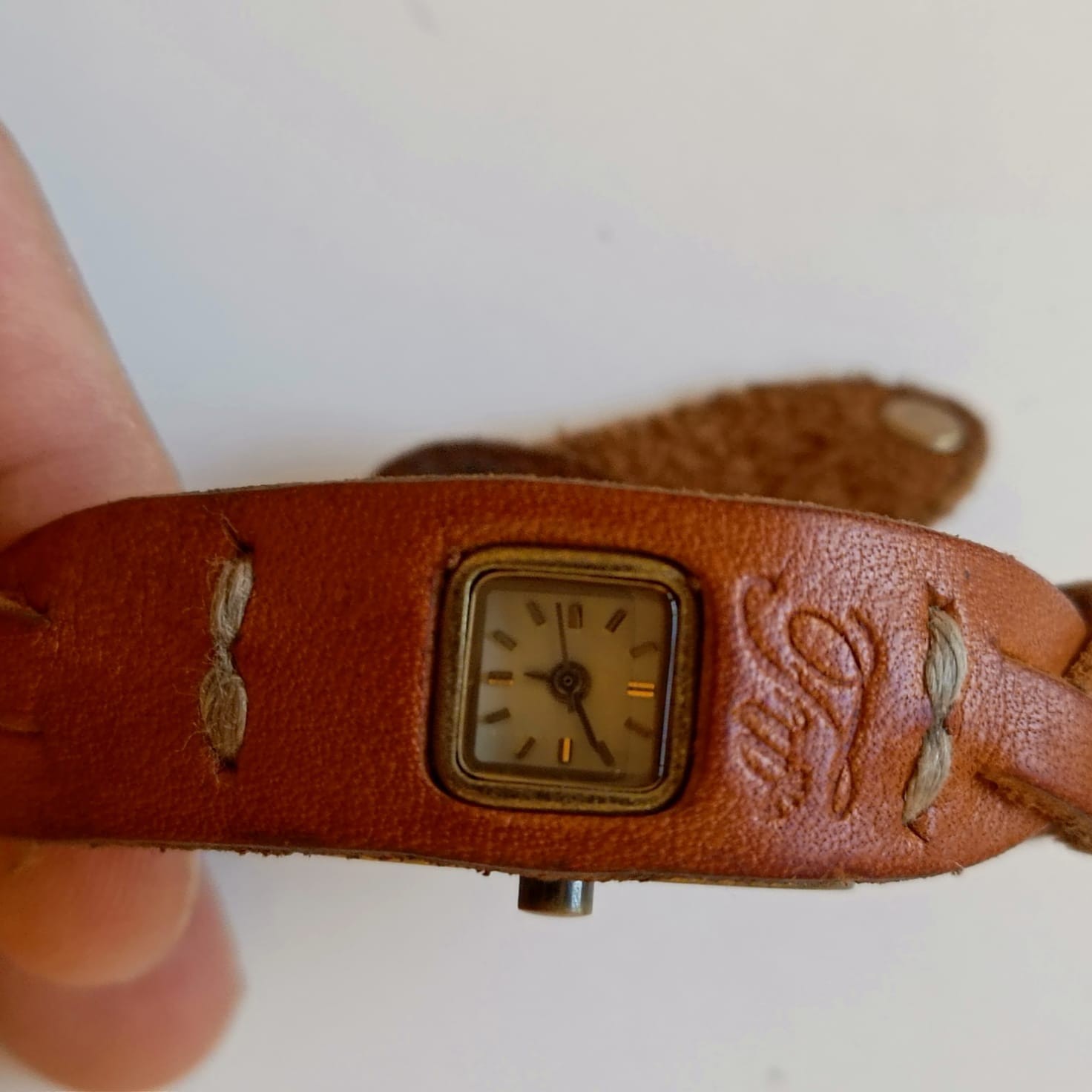 Vintage Leather Cuff Watch Women’s Braided Strap Square Dial Boho Retro Wristwat