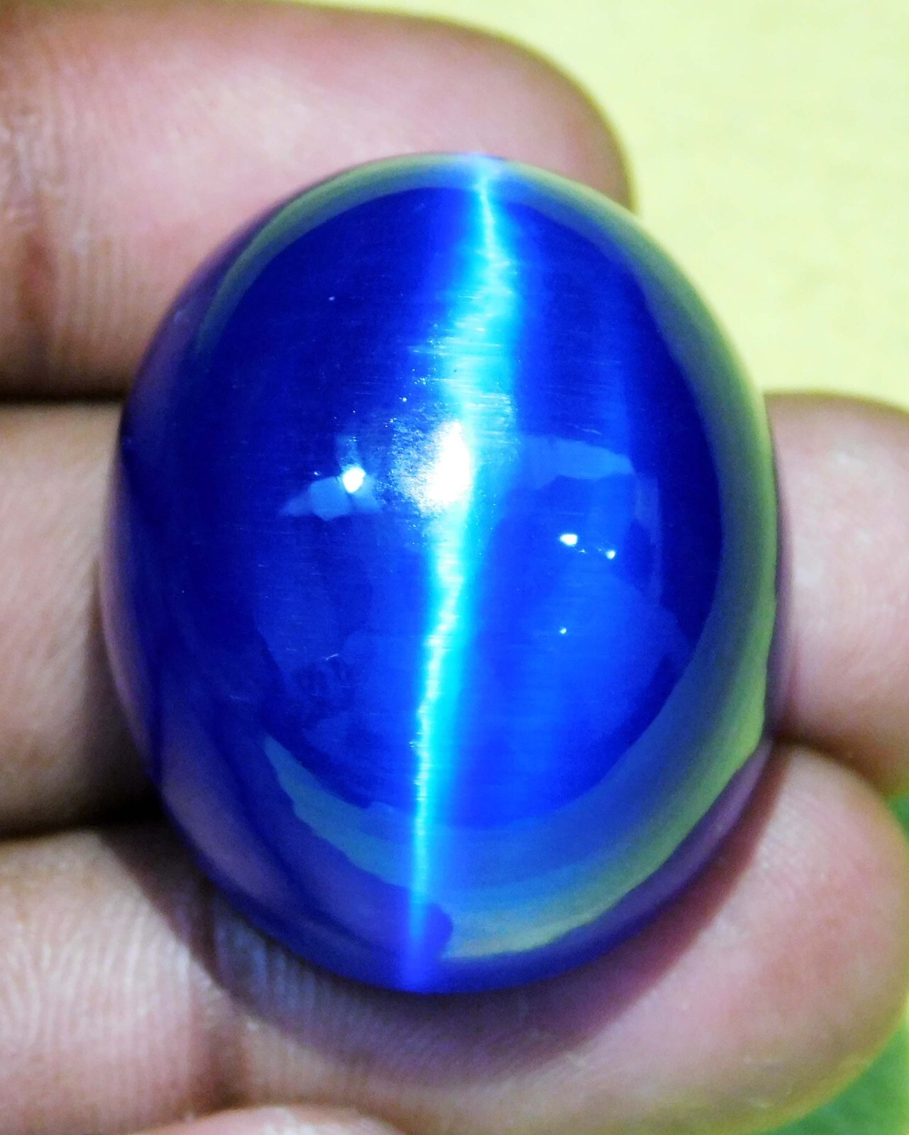 121.00 Ct Natural Chrysoberyl Blue Cats Eye Oval Cabochon Cut Loose Gemstone