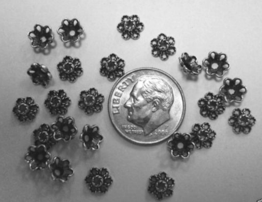 24 Silver plated zinc bead caps 5mm twist wire filigree bead cap design fpb110