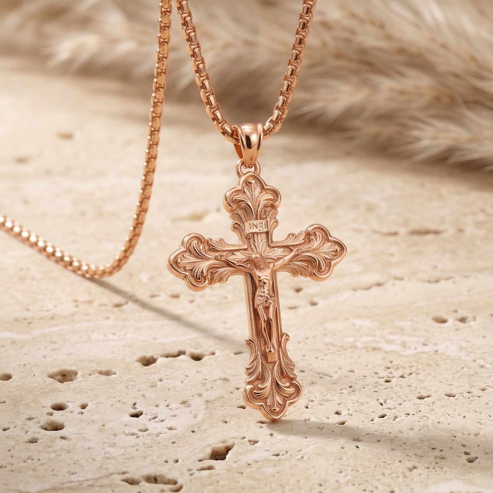 Artemis Sterling Silver Crucifix Pendant Oxidized Antique Catholic INRI Unisex