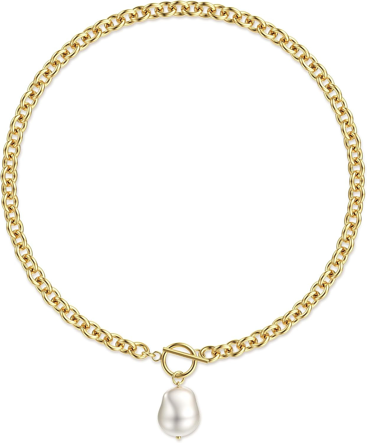 16K Gold Plated Chunky Gold Plated Necklace for Women Non Tarnish, 36” /92Cm Lo