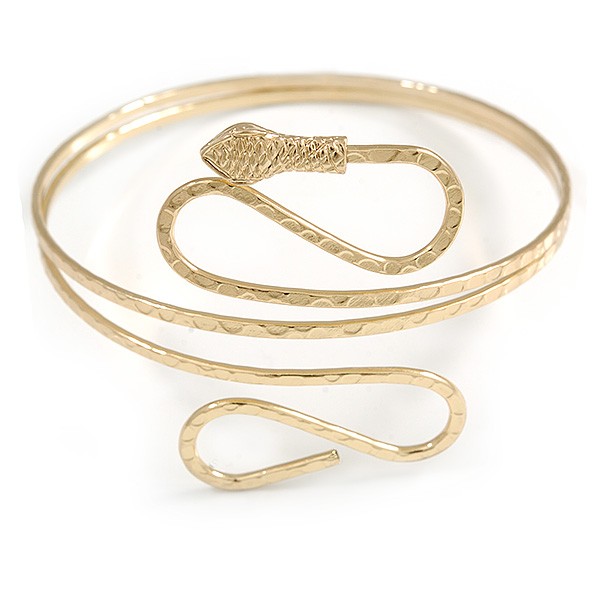 Hammered Snake Upper Arm, Armlet Bracelet In Gold Tone/ up to 28cm
