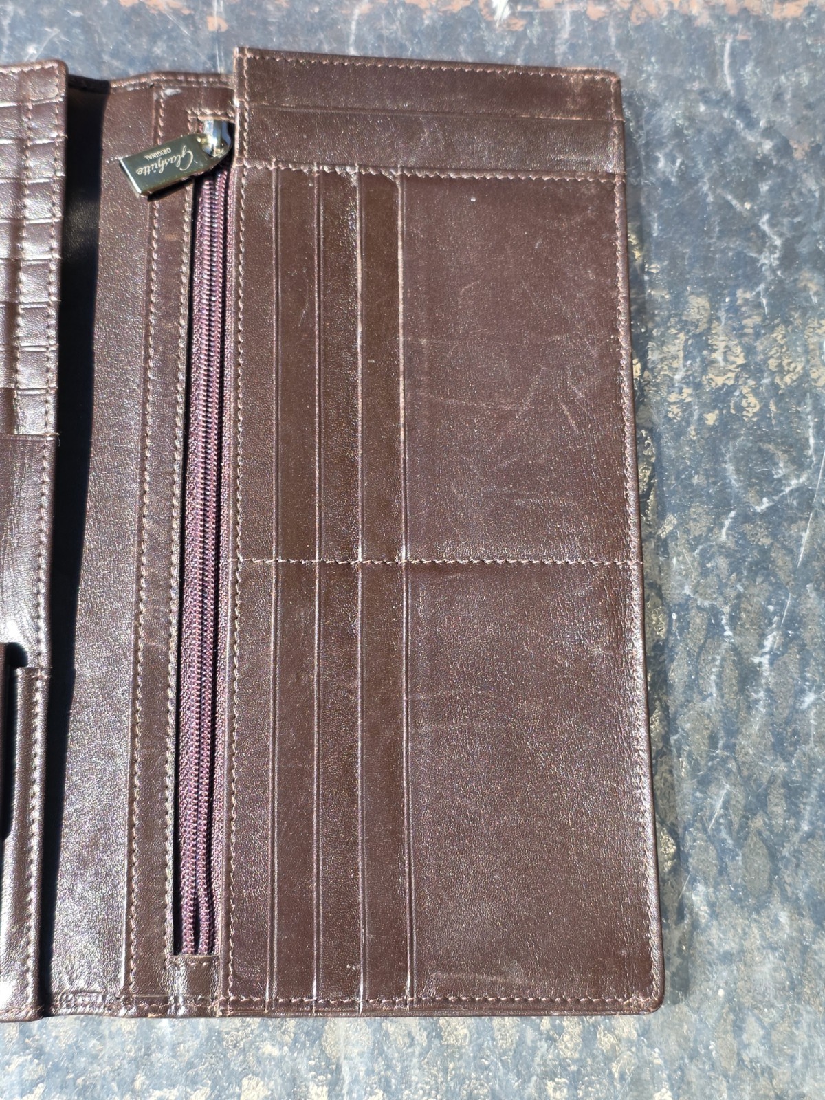 Rare Vtg GENUINE GLASHUTTE Brown Wallet Leather Free S&H in USA