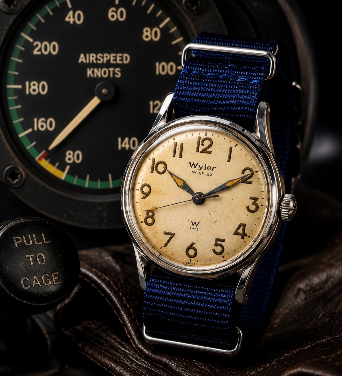 1950s Wyler Incaflex Navigator ETA 1070 Swiss Watch Runs Great Original Crown