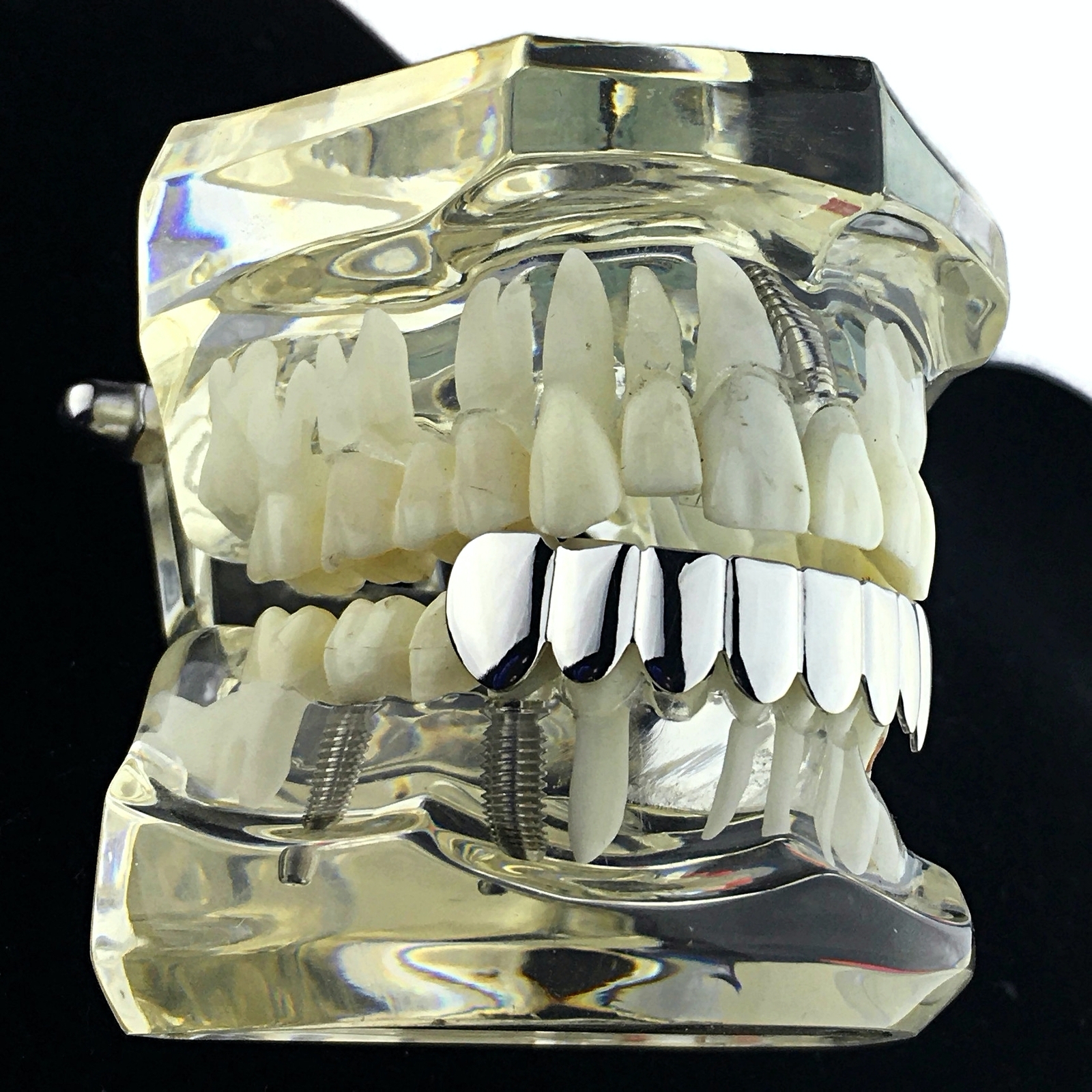 Solid Real 925 Sterling Silver Grillz 8 Bottom Teeth Eight Tooth Plain Grills