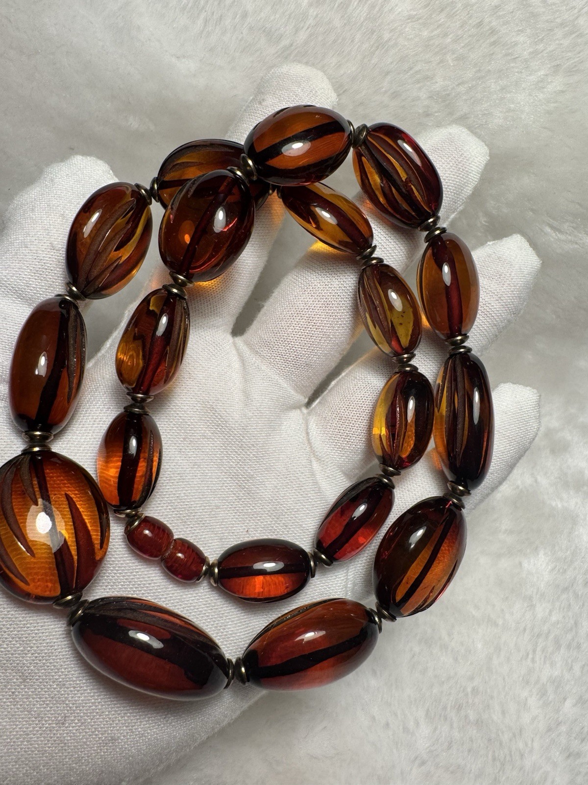 Natural Baltic Amber Bead Necklace – Large Polished Cognac Beads 56.37g 51cm
