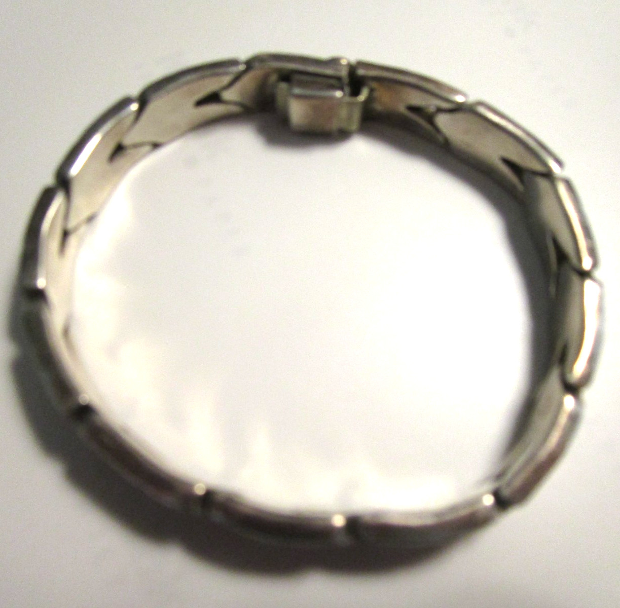 Vintage Mexico 526 Silvertone Hinged Panel Link Bracelet