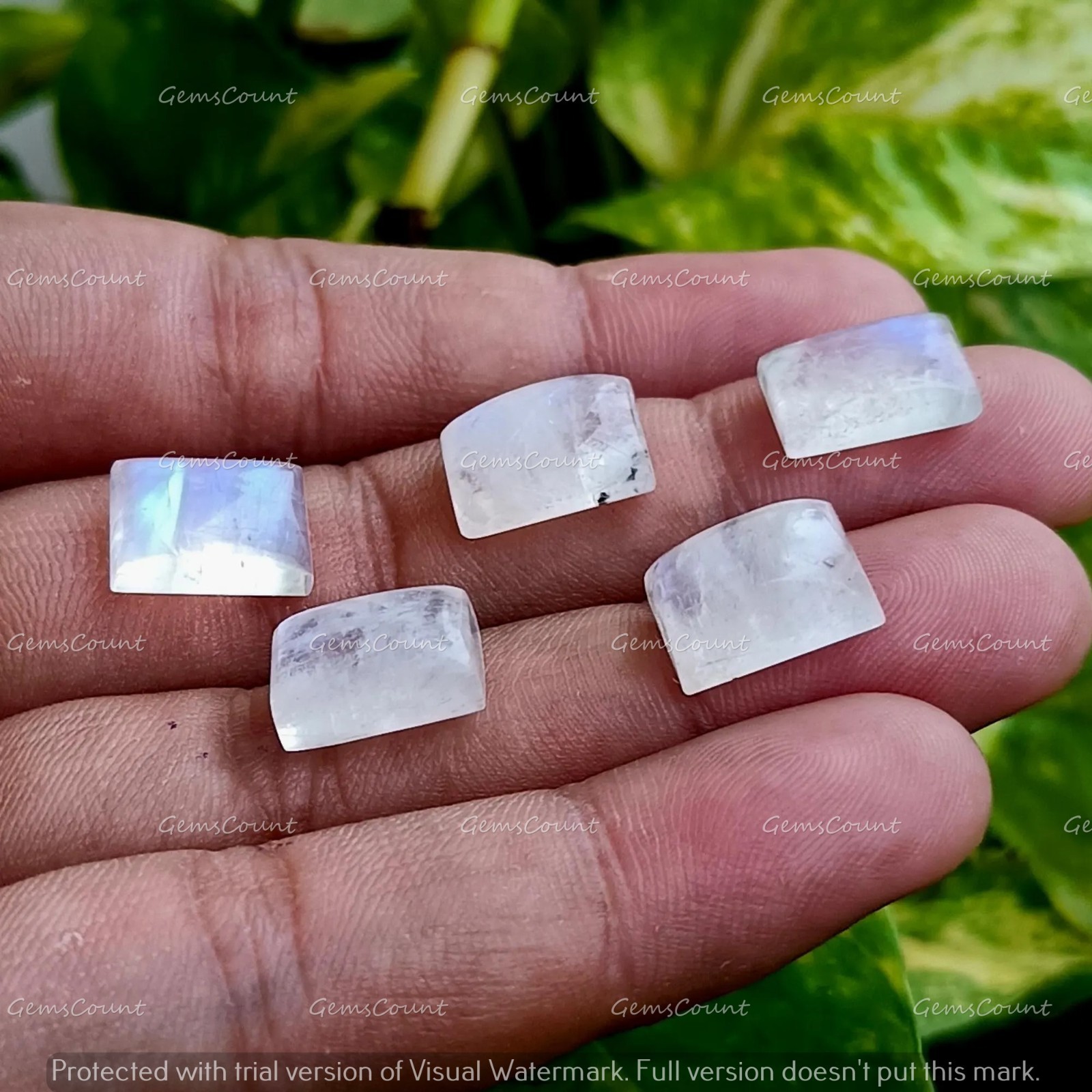 Natural Rainbow Moonstone Rectangle Cabochon Blue Fire Gemstone 5x7mm-12x16mm