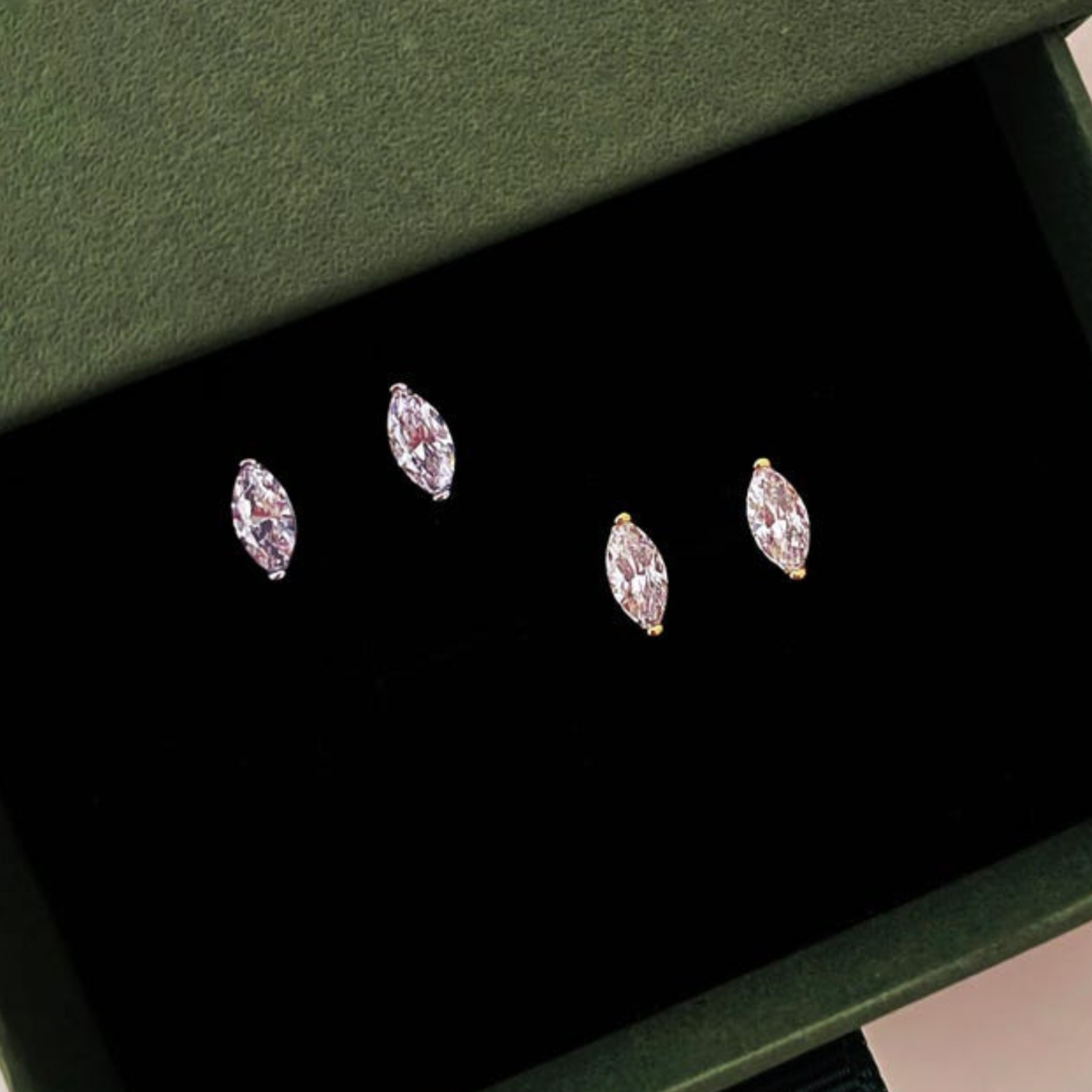 1TCW Marquise Lab Grown Diamond 14K Solid Gold Minimalist Stud Earrings For Gift