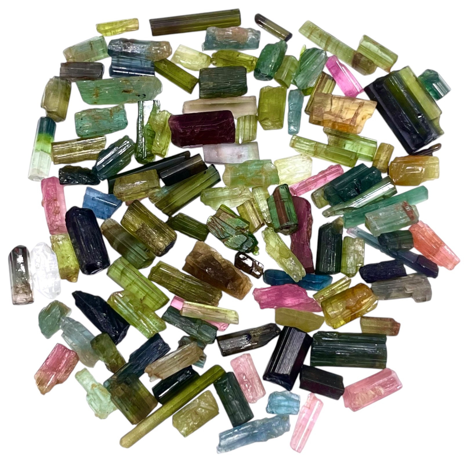 116 Pcs Natural Tourmaline 5-19mm Multi Color Rough Stick Loose Gemstones Lot