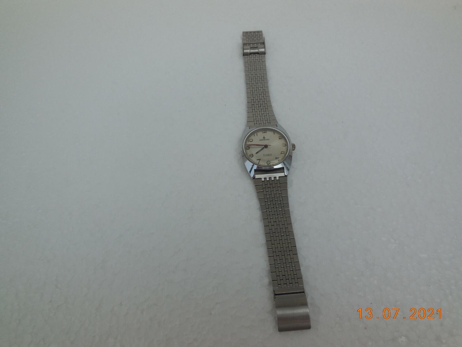 Vintage Swiss Chronosport 17 Jewel Incabloc Watch ~ Stainless Steel Case & Strap