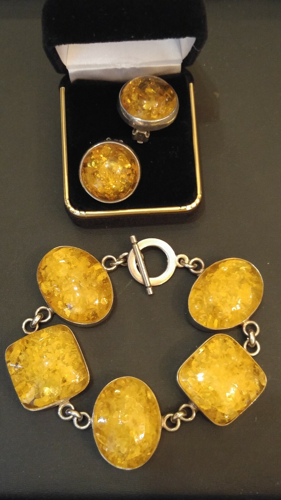 Light Yellow Baltic Amber and SS 3 PC Set