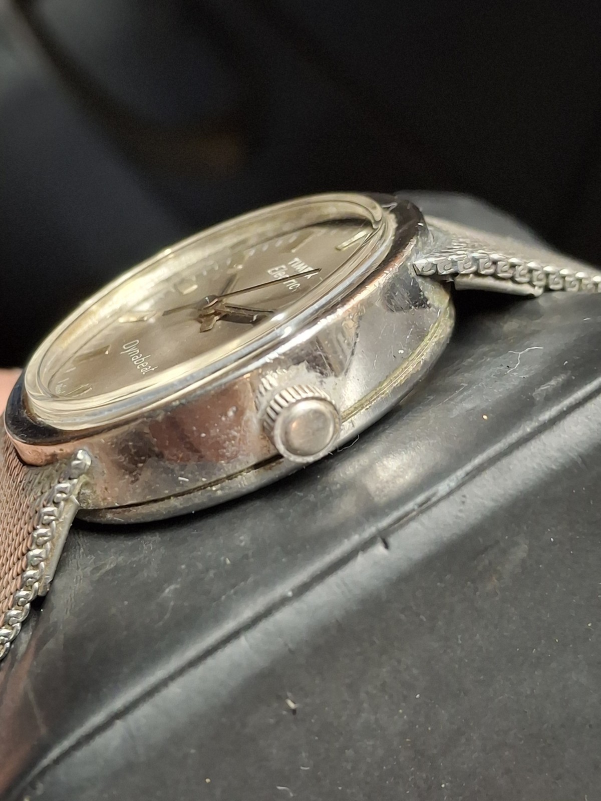 Timex Electric Dynabeat Silver Tone Grey Dial Mens Vintage 1970s 1975 Watch…