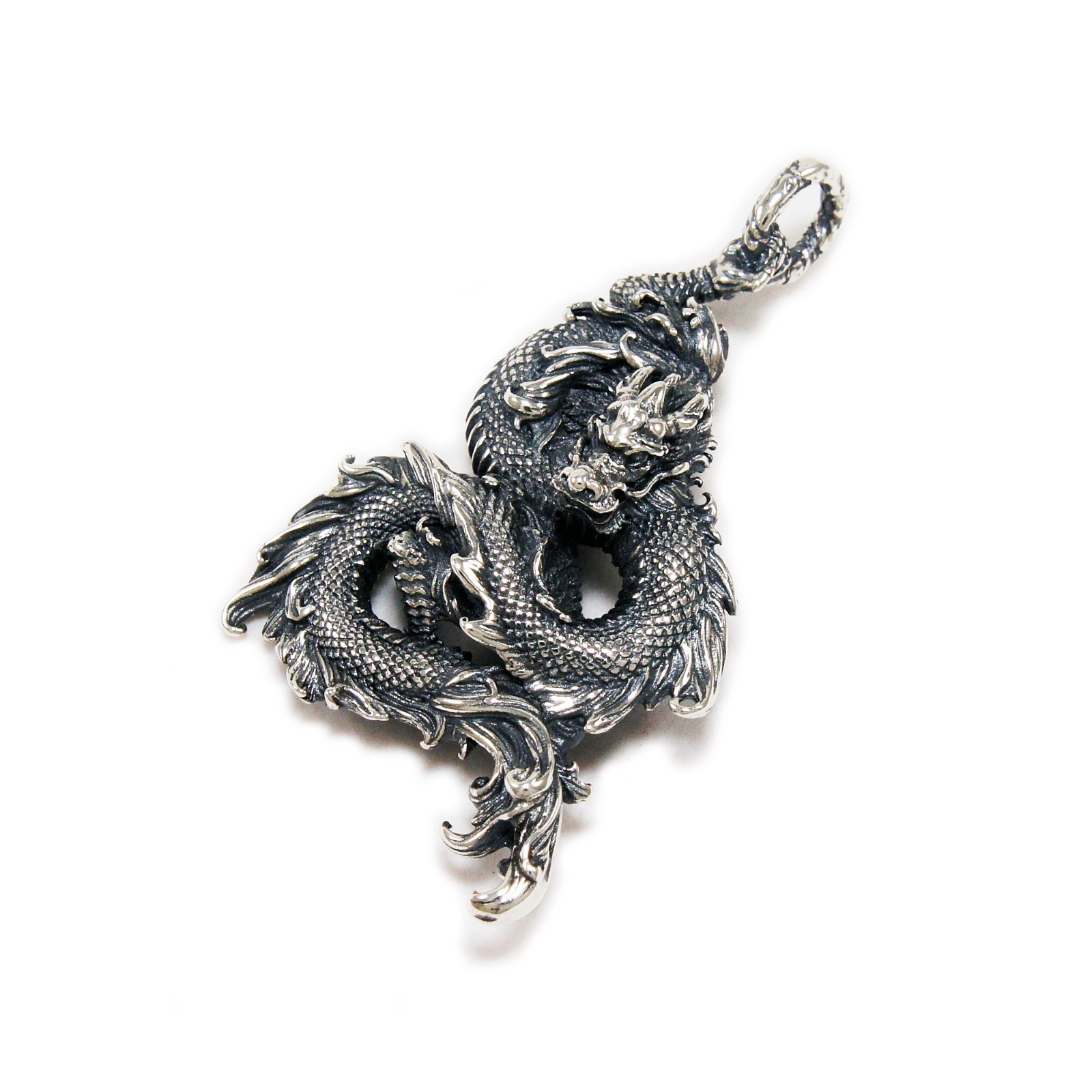 DRAGON 925 STERLING SILVER BIKER GOTHIC ROCKABILLY ROCK N ROLL PENDANT KH-018