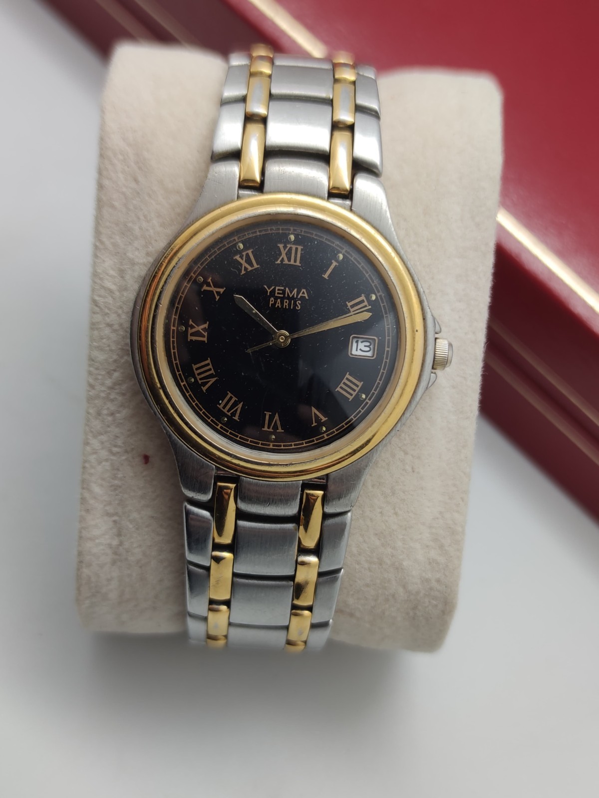 Skin Diver Watch Yema Paris Chiffre Roman Black Dial Quartz 35 Mm France Made