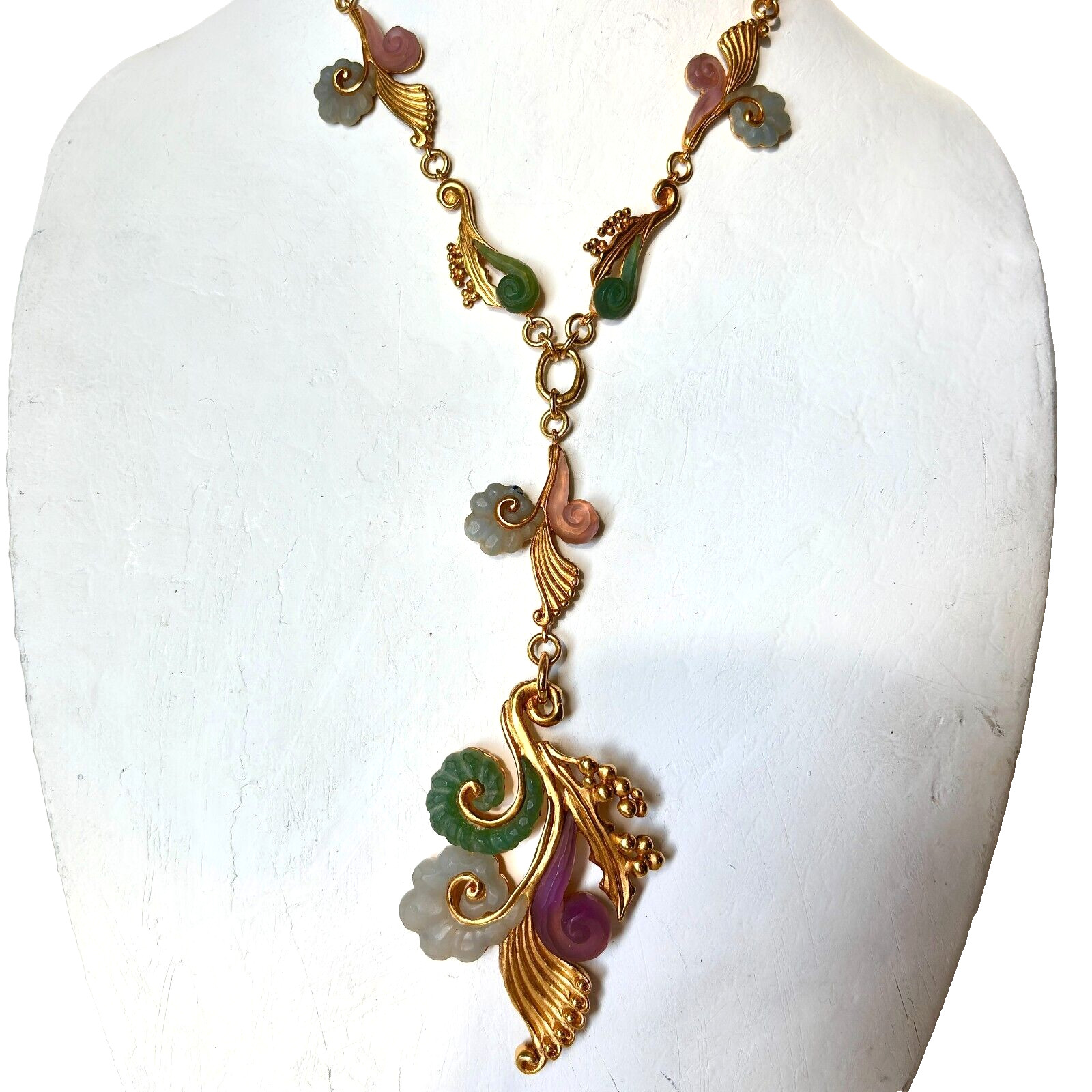 KARL LAGERFELD vintage Necklace Signature Gold & Resin Signed never worn