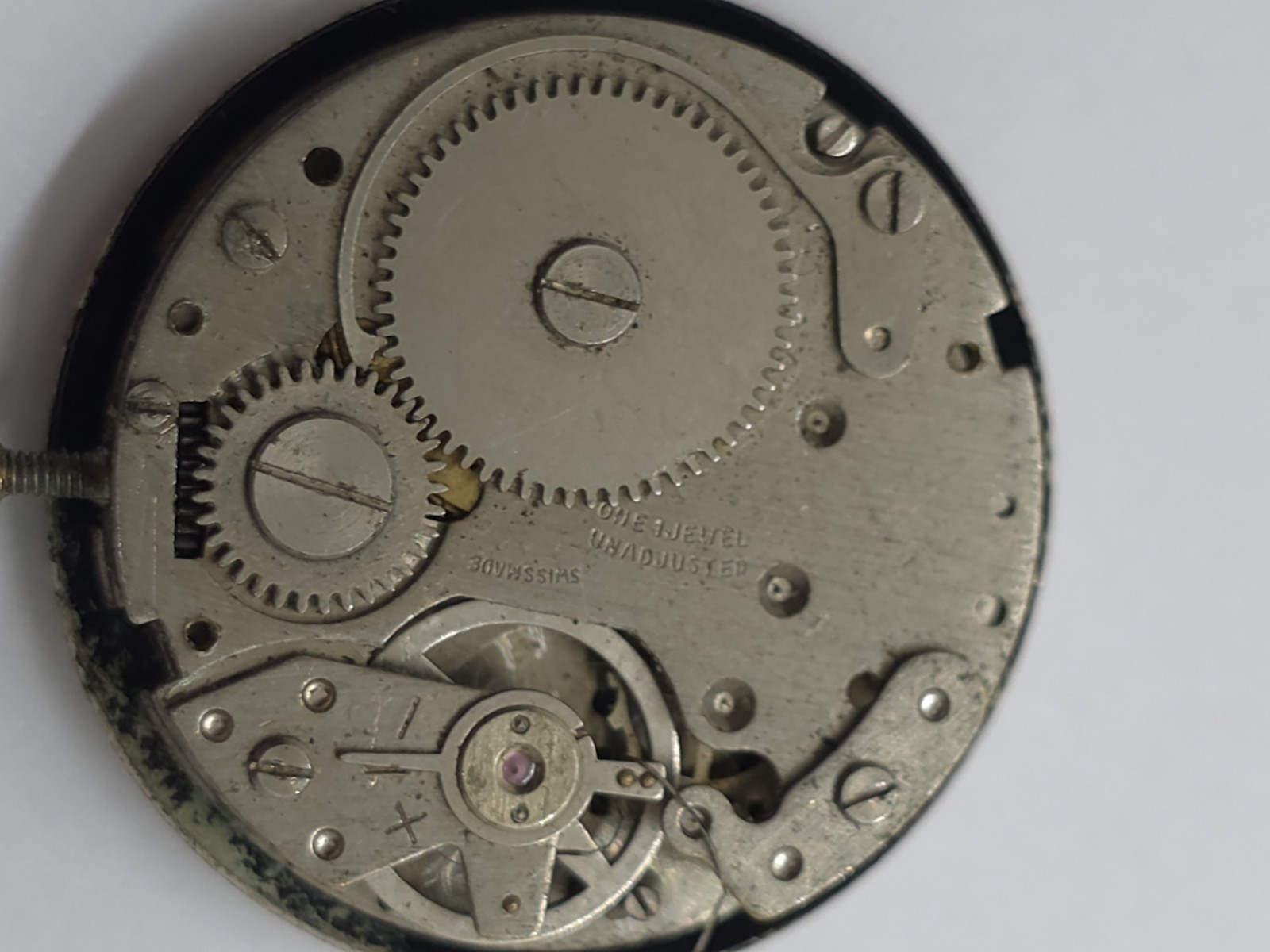 Vintage Watch Movement Cal. BFG 866 Main Spring Stem Crown For Parts