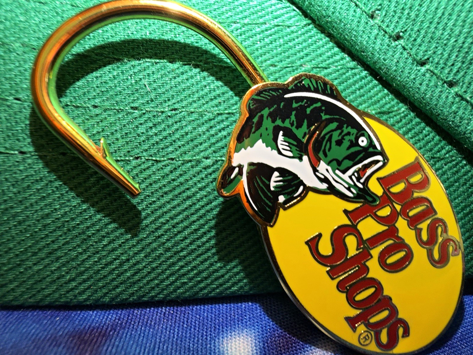 Bass Pro Shop Hats + Gold Plated Hook Tie Bar/Clip – Men’s Fishing Theme