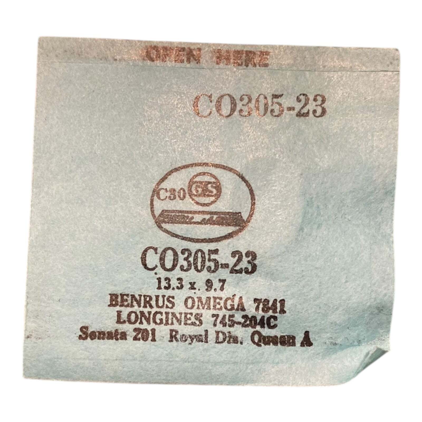 Germanow-Simon Mach (GS) CO305-23 Watch Crystal 13.3×9.7 NOS Part Flexo Benrus