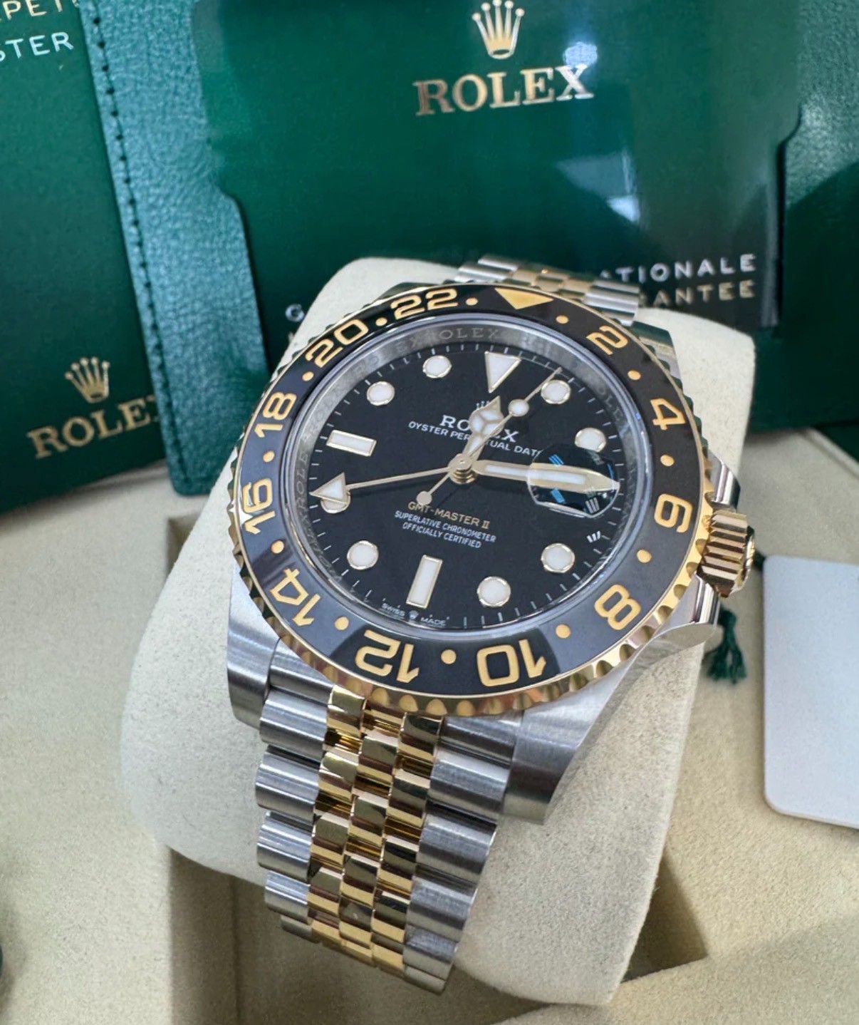 Rolex GMT-Master II 126713GRNR Gold and Silver Jubilee Bracelet with Black Bezel