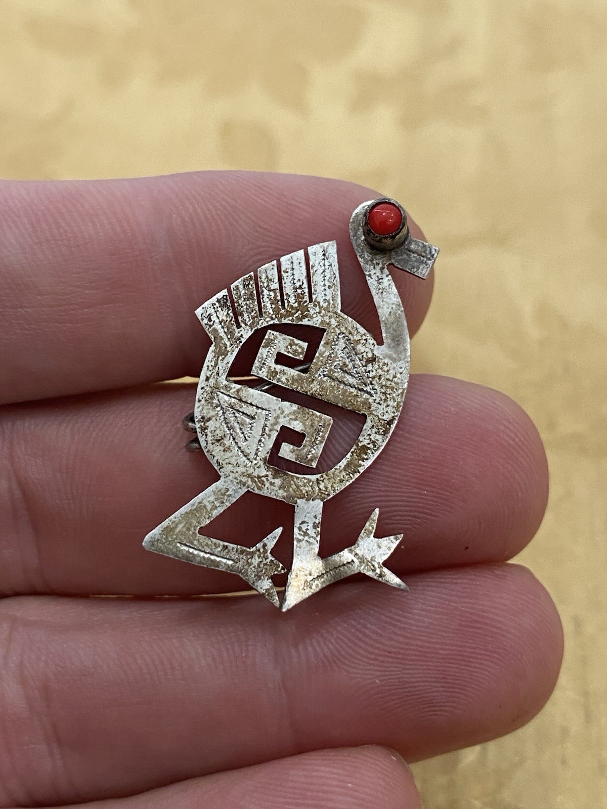 Vintage Sterling Silver 925 Tested Estate Acquired Peruvian Bird Brooch Pin