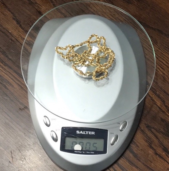 10K Yellow Gold Rope, 5g Chain Necklace 22.5 in Lobster Clasp Signed, solid gold