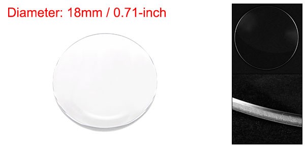 Watch Glass Sapphire Crystal Lens Single Dome 18mm Dia. 1.3mm Thickness Clear