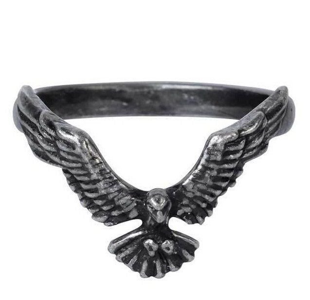 Alchemy Gothic Ravenette Black Raven Wings Ring Fine English Pewter Goth R232