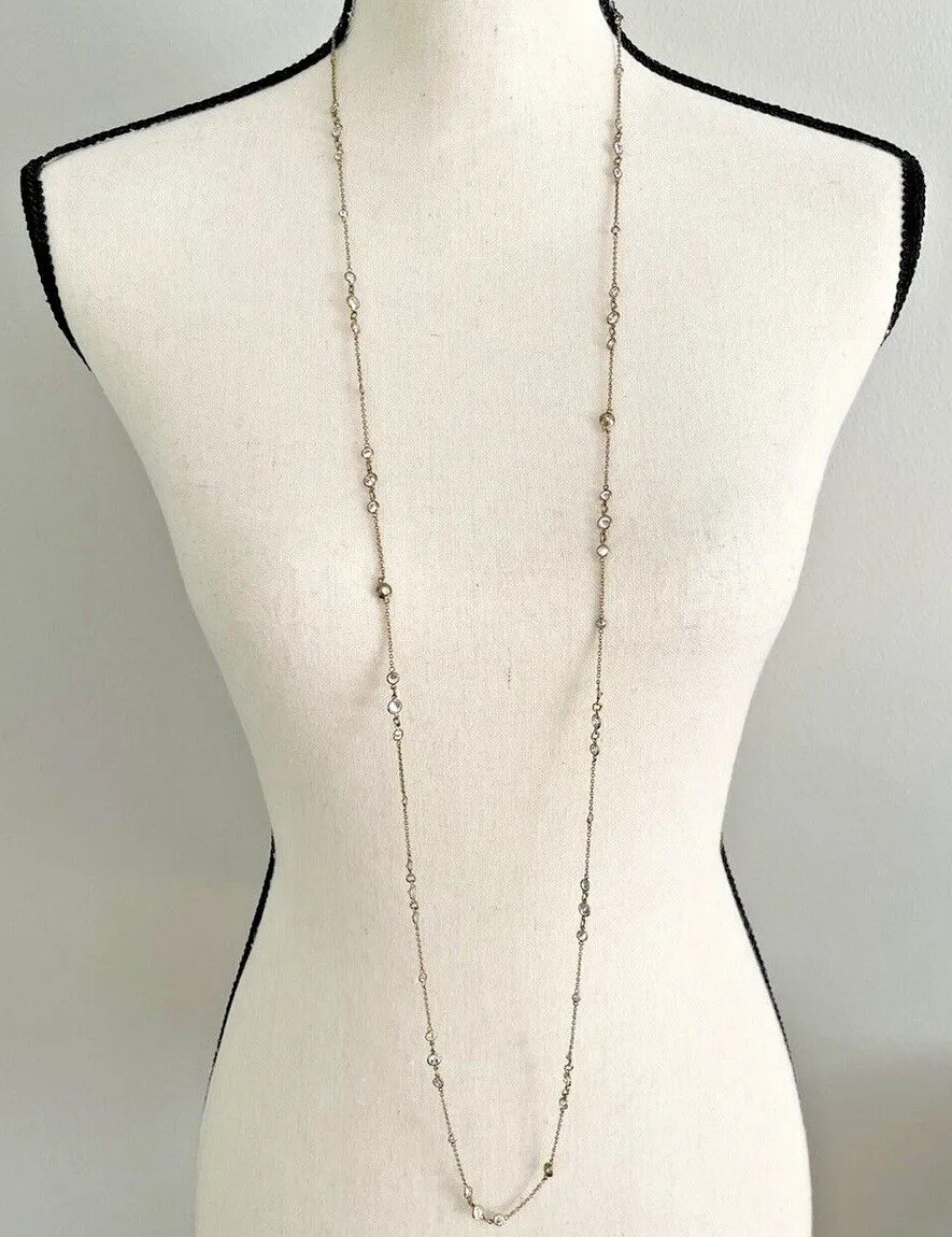 HENRI BENDL 48” Long Bezel Crystal Station Necklace