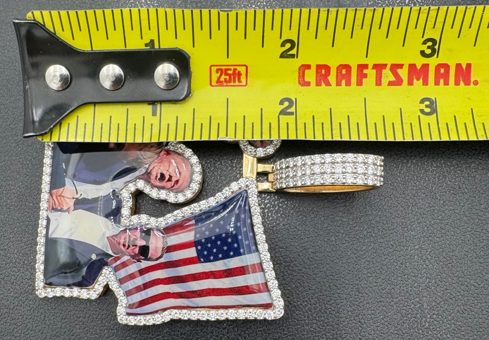 Donald Trump Fight Fight Fight 14k Yellow Gold & 2cttw Diamond Pendant 10mm Bale
