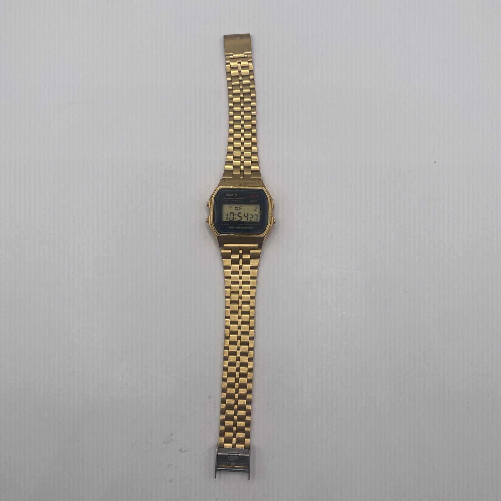 Casio Gold tone Digital Wristwatch Alarm Chronograph Water Resistant Stainless